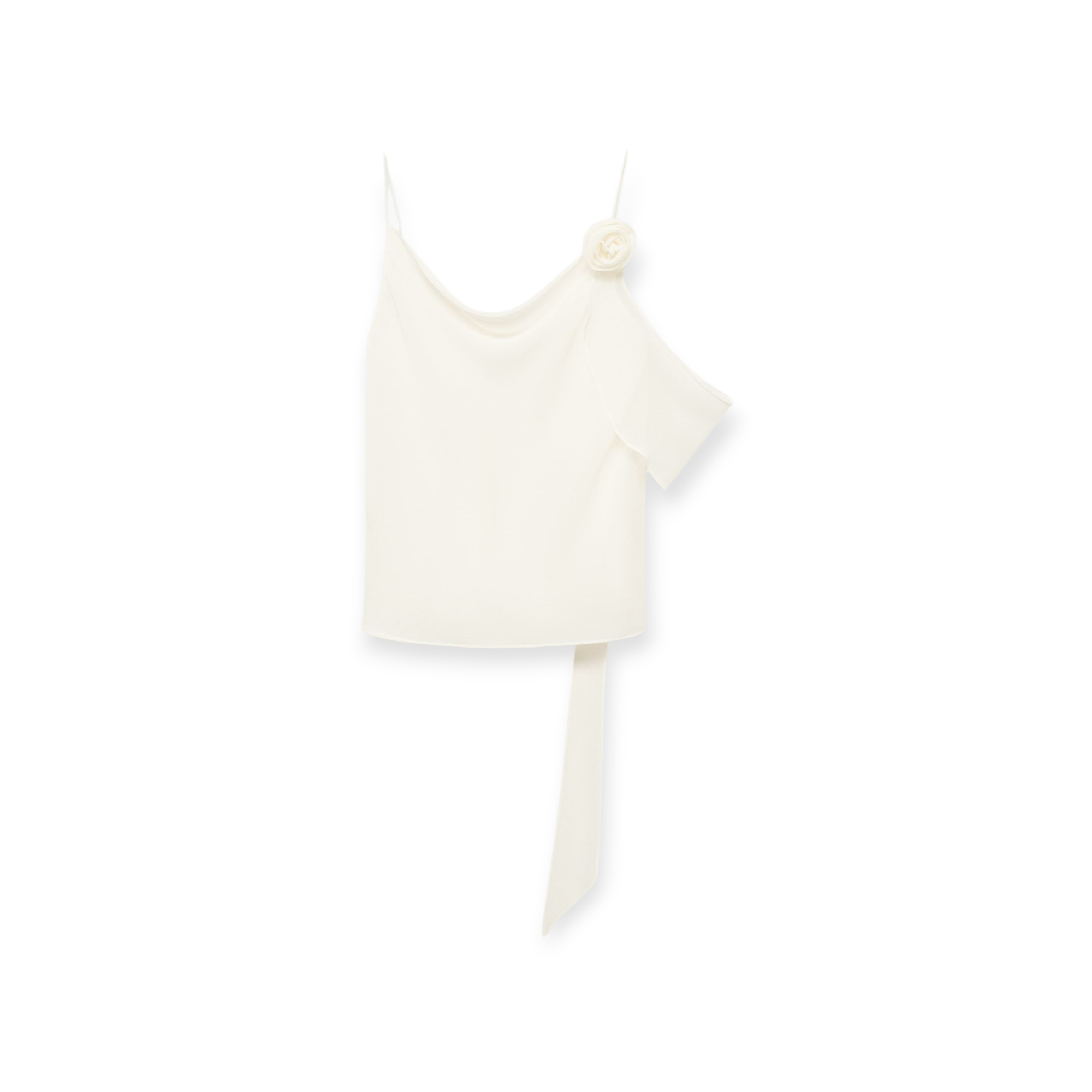 Shoulder Strap Top With Flower Details